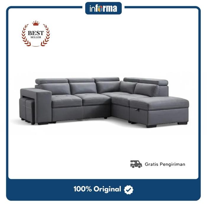 Informa Carson Sofa Bed Modular Sudut Fabric Kanan - Abu-abu