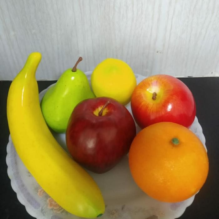 buah palsu buah hias artificial jeruk apel pear pisang hiasan