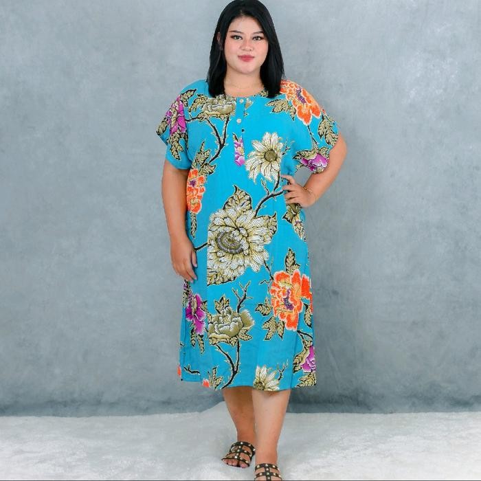 [Kencana Ungu] Ld 130 Cm Daster Batik Jumbo Kencana Ungu Asli label biru Dress Kencana Ungu label