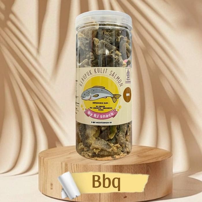 

Keripik Kulit Ikan Salmon Premium Kemasan 150gr Rasa BBQ Cemilan Sehat