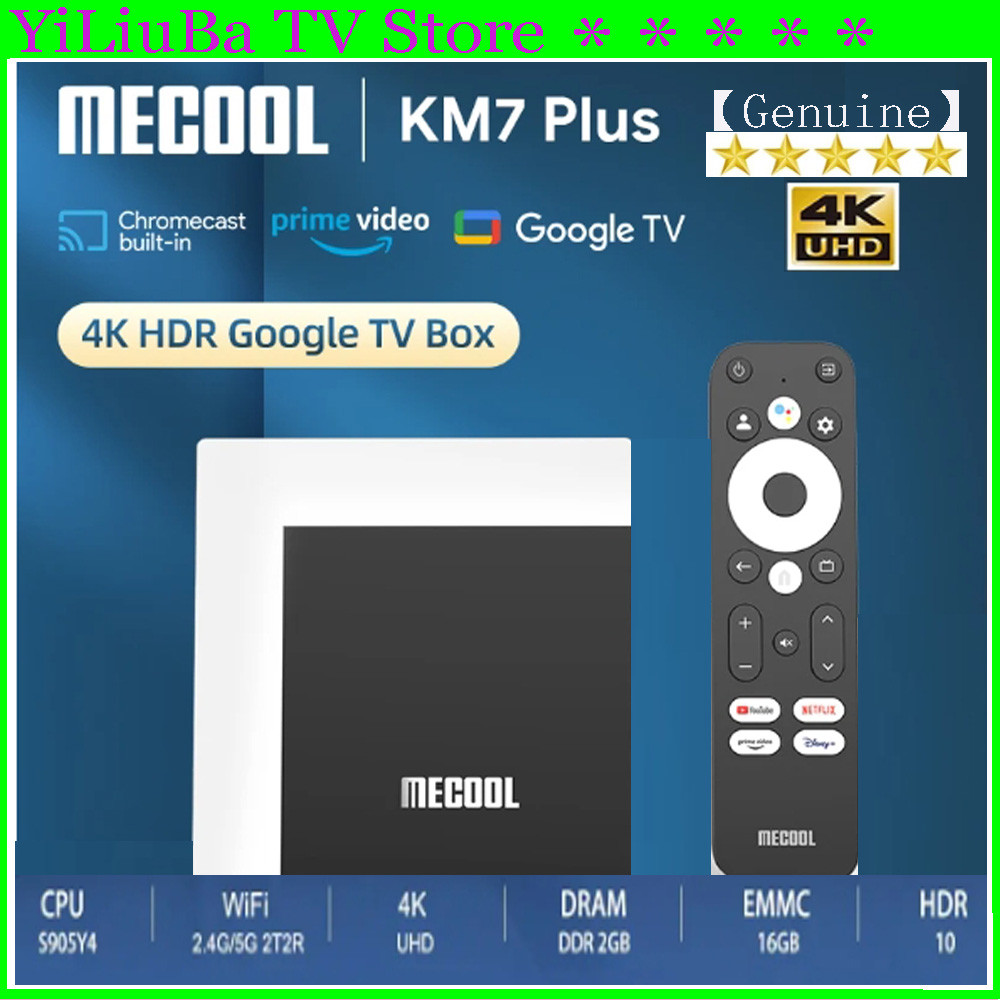 [Genuine]Mecool KM7 Plus Google TV Box Android11 Amlogic S905Y4 Netflix Google Certified ATV AV1