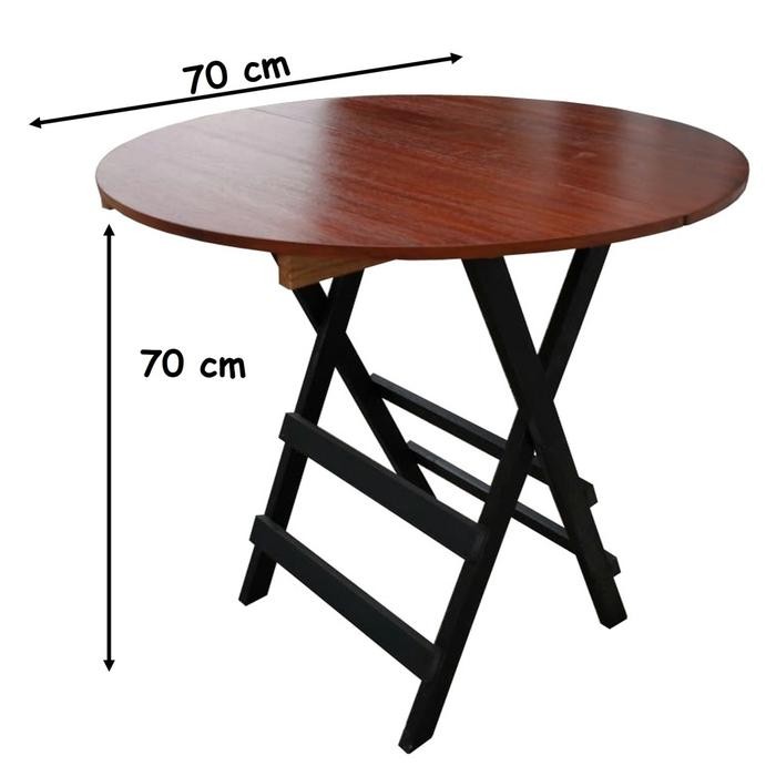 Meja Bulat Lipat Diameter 70 cm Tinggi 70/75 cm