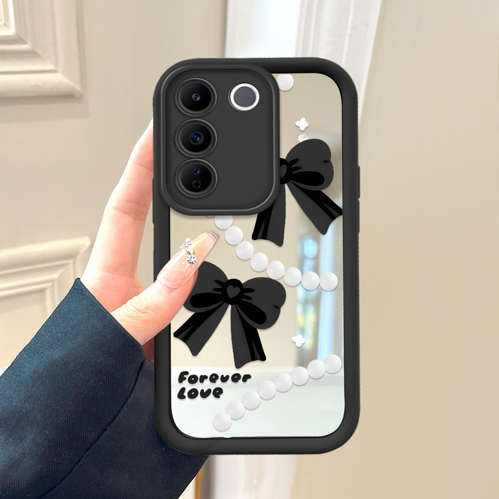 Casing Hp Untuk VIVO V27E Phone Case Terbaru Mirror Cassing Sofcase Ponsel Cesing Cermin Kesing Blac