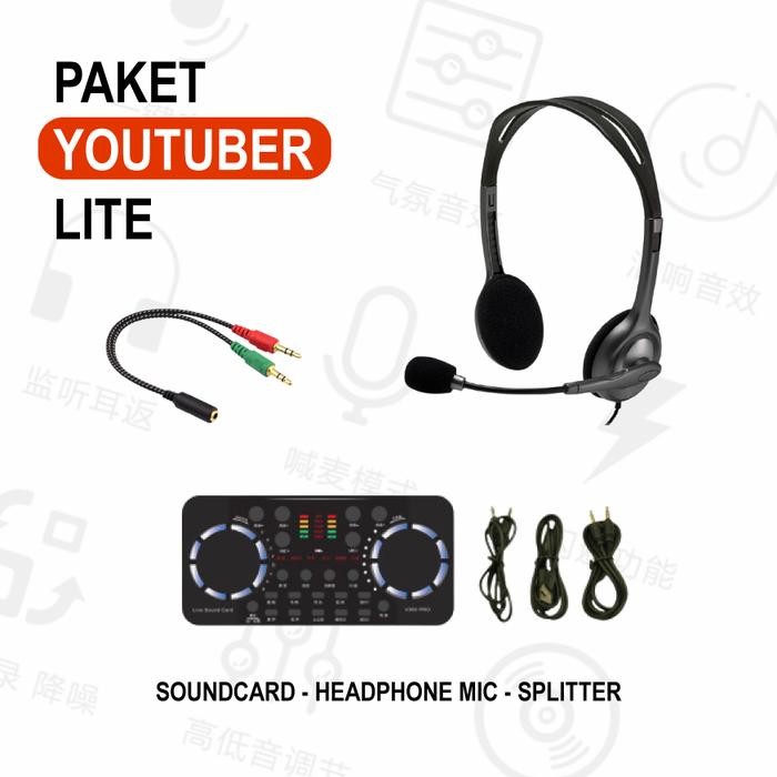 PAKET YOUTUBER LITE - SOUNDCARD V300 PRO HEADPHONE