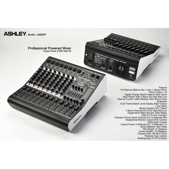 Power mixer Ashley lm800p lm 800p lm800 p lm 800 p ashley