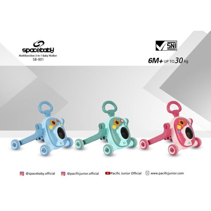 Baby Walker 3 in 1 SpaceBaby SB 801 Alat Belajar Jalan Bayi SB801 3in1