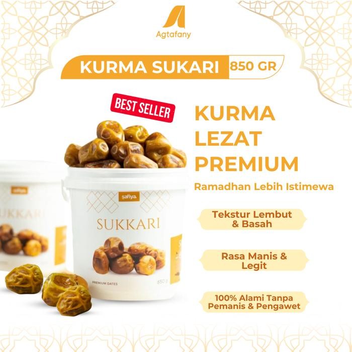 

New Kurma Sukari ember 850 gr Kurma Raja Sukkari Dates Premium Oleh-Oleh Haji dan Umrah