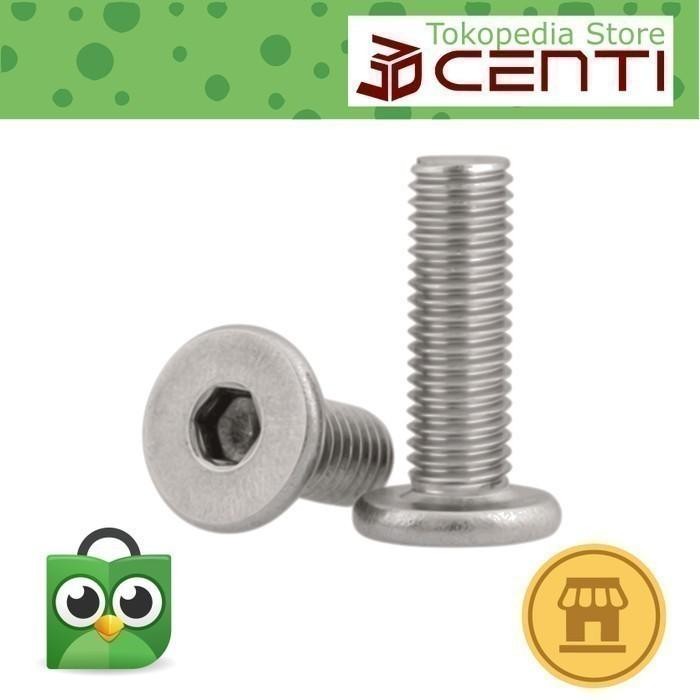 Baut sekrup L hexagon 10mm M10 30mm low profile Thin Head stainless *
