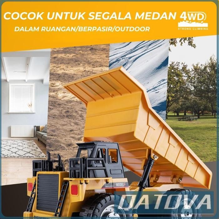 Rc Dump Truck 11Ch 2.4Ghz Dump Truck Remote Control Truk Bak Ban Karet Baterai Cas Truk Tambang