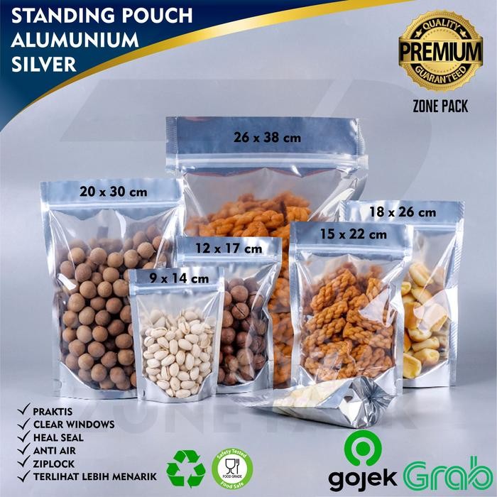 Standing Pouch Silver Alumunium I Alumunium Foil Ziplock