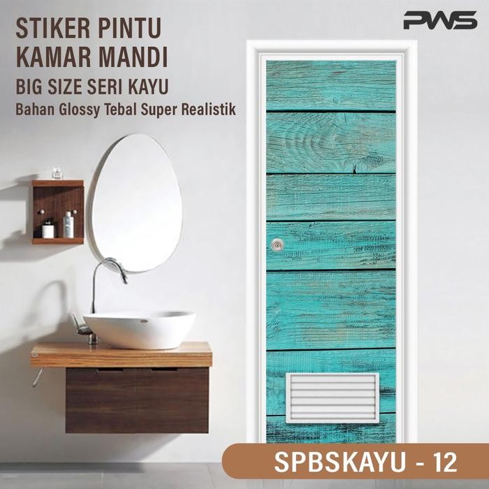 Stiker Pintu Kamar Mandi 2 Sisi Anti Air Motif Kayu Aesthetic / Stiker Pintu Pvc Kamar Mandi Motif