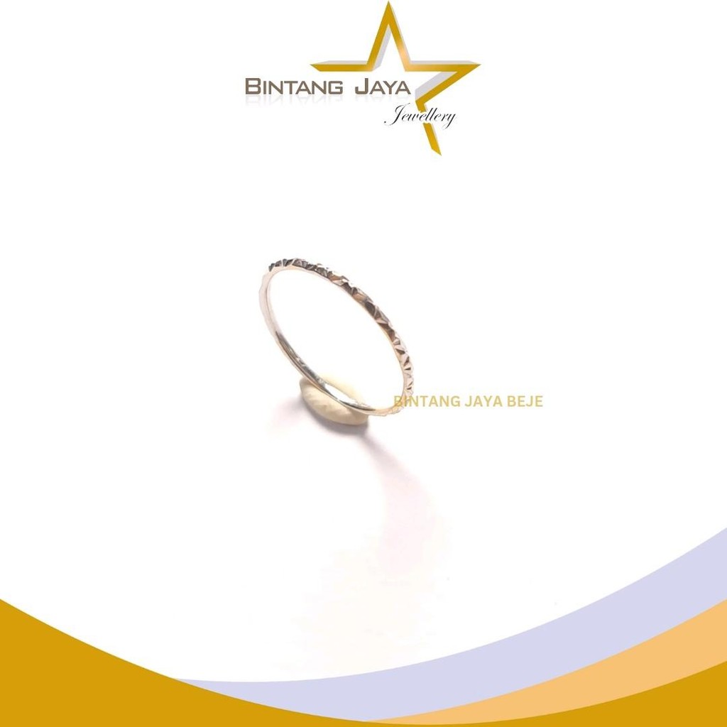 Cincin Emas Asli Keroncong Ukir White - Kadar (15K) - Berat 0.68gr Ukuran 15.5 - Cincin Tradisional 