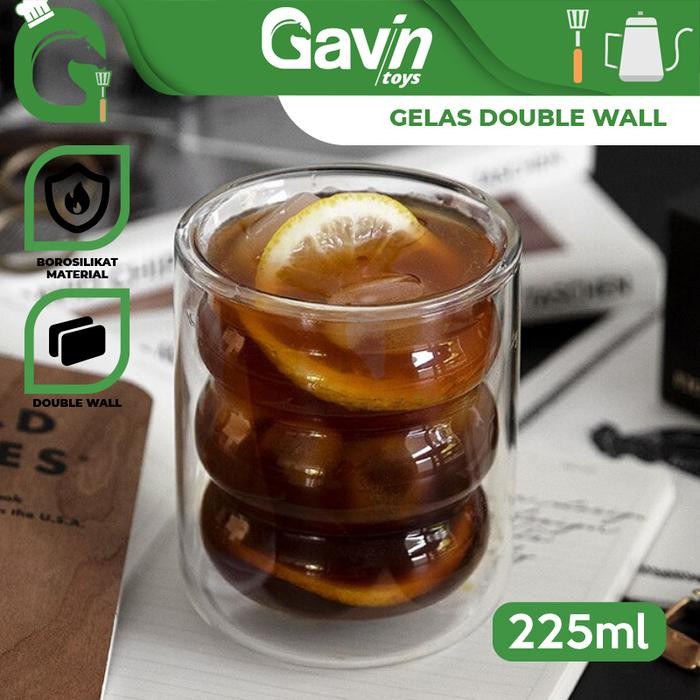 Gelas Kaca Double Wall Anti Panas 200Ml Gelas Kopi Teh 200 Ml Unik