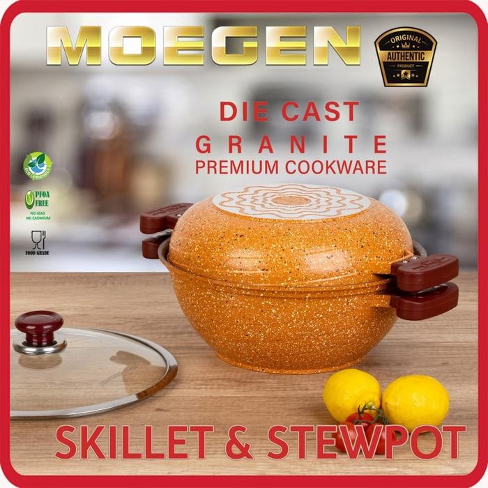 Panci Wajan Moegen Germany Skillet & Stewpot Set Anti Lengket Original