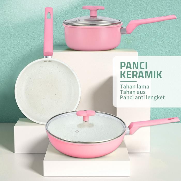 Panci Set Keramik 1818 - Luversa Panci Ceramic Set 3Pcs