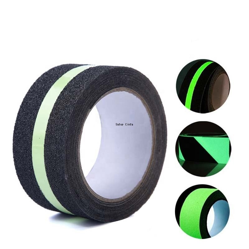 

5cm*5m Twill Anti-Slip Green Glow In The Dark Tapes Black Non-Slip Adhesive Grip Strips For Slippery