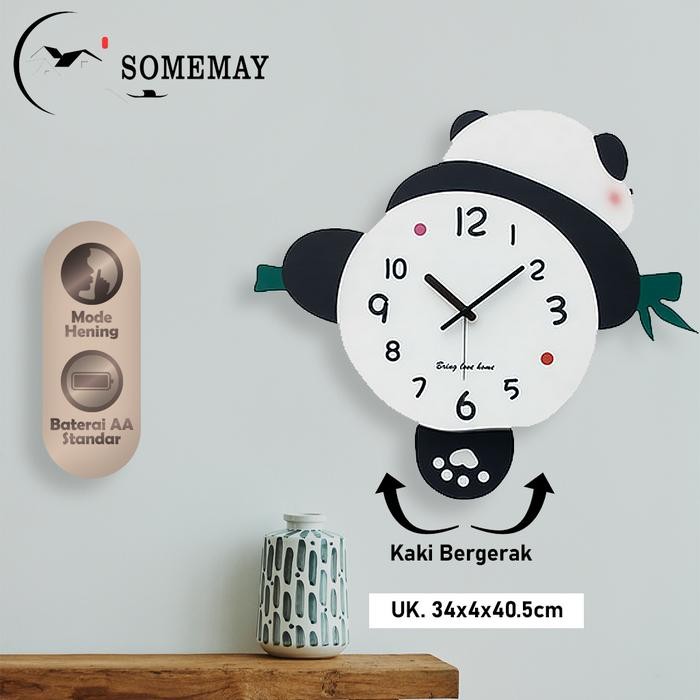 SOMEMAY Jam panda bisa goyang MD45/ Jam dinding /Jam dinding aesthetic / Jam dinding tempel