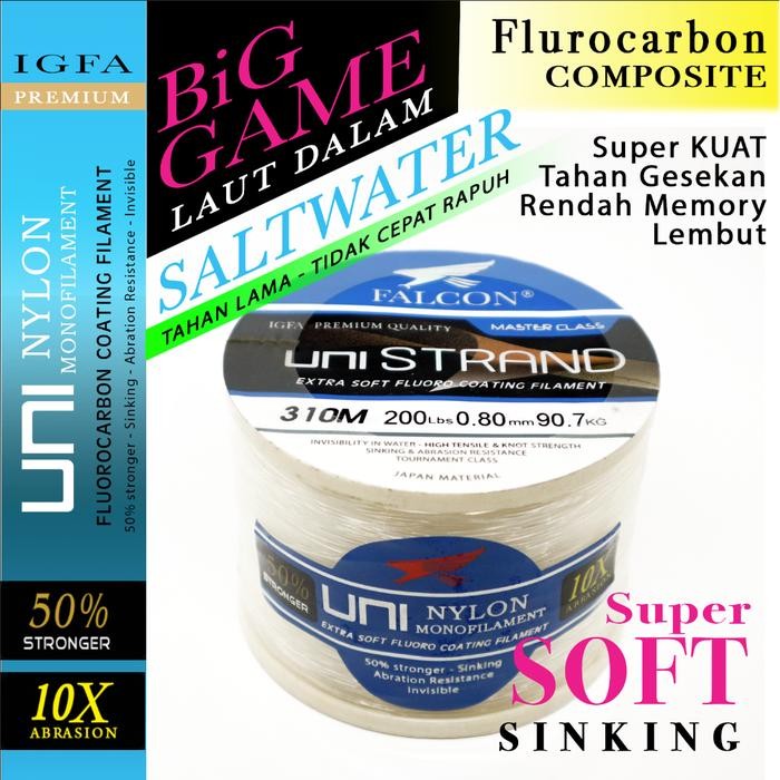 Senar Tali Benang Pancing Falcon Uni Strand BIG Game 0,50mm /65 lb