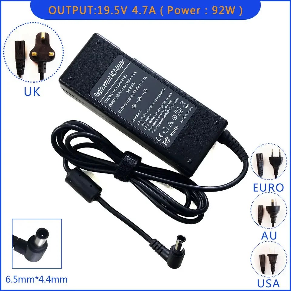 19.5V 4.7A 90W 6.5*4.4mm Laptop Ac Adapter Charger for Sony VAIO VGP-AC19V37 VGP-AC19V48 VGP-AC19V43