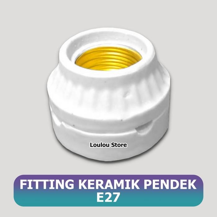 Fitting Keramik E27 E 27 Pendek Fiting Lampu Plafon Porcelain Panas *
