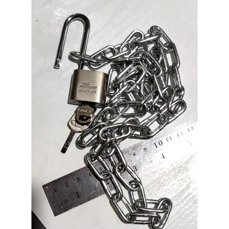 rantai pagar lebar rantai 14 mm 1 meter dan gembok lebar 30 mm *