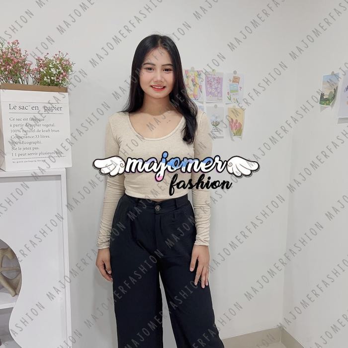 (Expert) MAJOMER DEEPU CROP TOP - KAOS BASIC LENGAN PANJANG WANITA