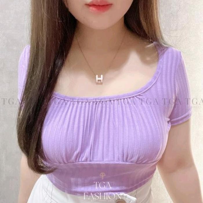 (Expert) Baju Crop Top Kerut Dada Atasan Wanita Korean Fashion TGA Fashion Grosir