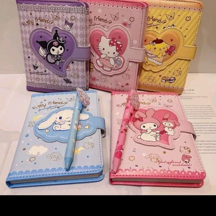 

Notebook 2in1 buku tulis anak sanrio magnet/ Buku Memo dan Pen Kuromi Cinnamoroll Melody