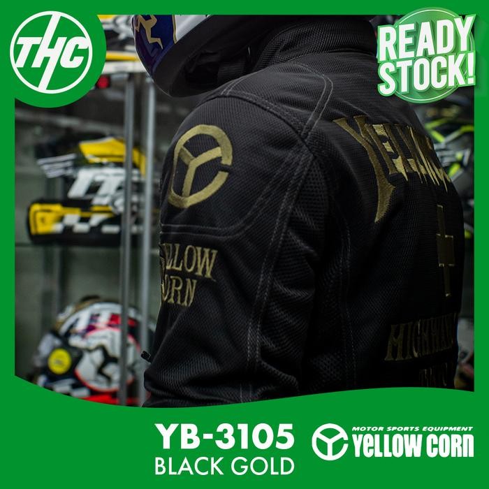 Yellowcorn Yb-3105 Black Gold Bk Go Mesh Riding Jacket Yb 3105