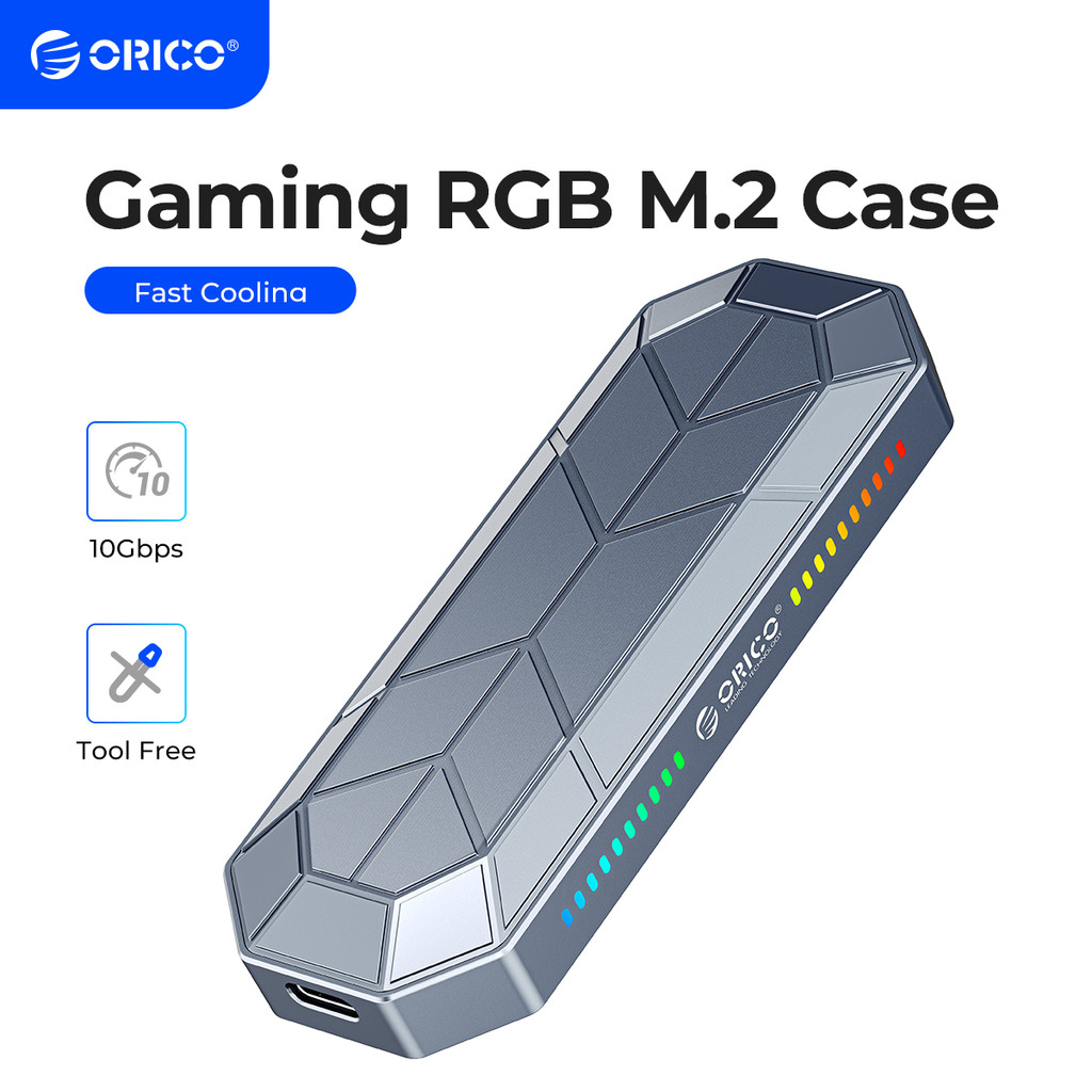 ORICO M2 SSD Enclosure M.2 NVME Solid State Drive Case RGB to USB 3.1 Gen2 10Gbps SSD Box Cool Game 