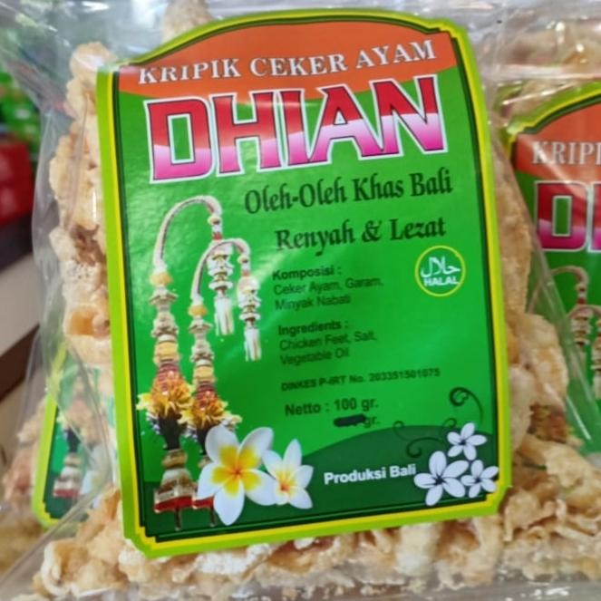 

KRIPIK CEKER AYAM DHIAN 100GR OLEH OLEH ASLI KHAS BALI RENYAH GURIH
