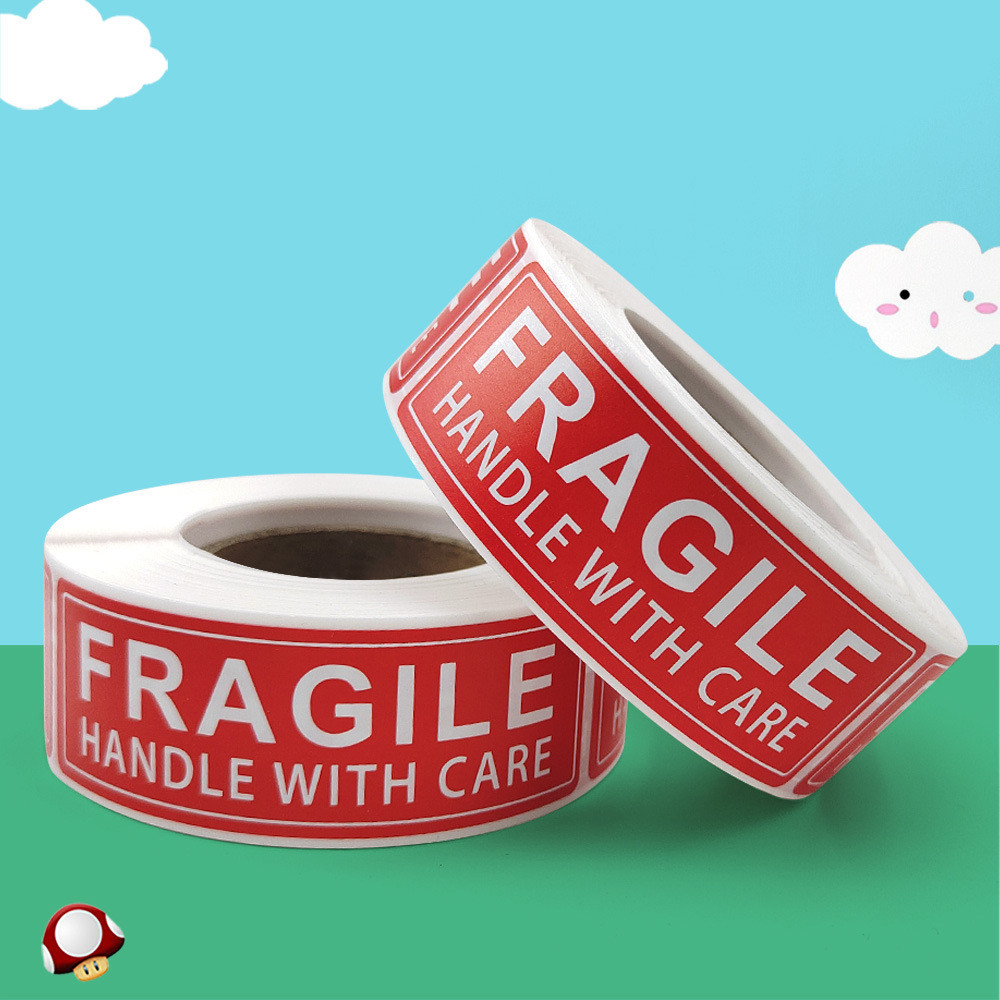 

250pcs/1roll Warning Label Stickers "Handle With Care Fragile""Handle With Care DO NOT BEND THANK