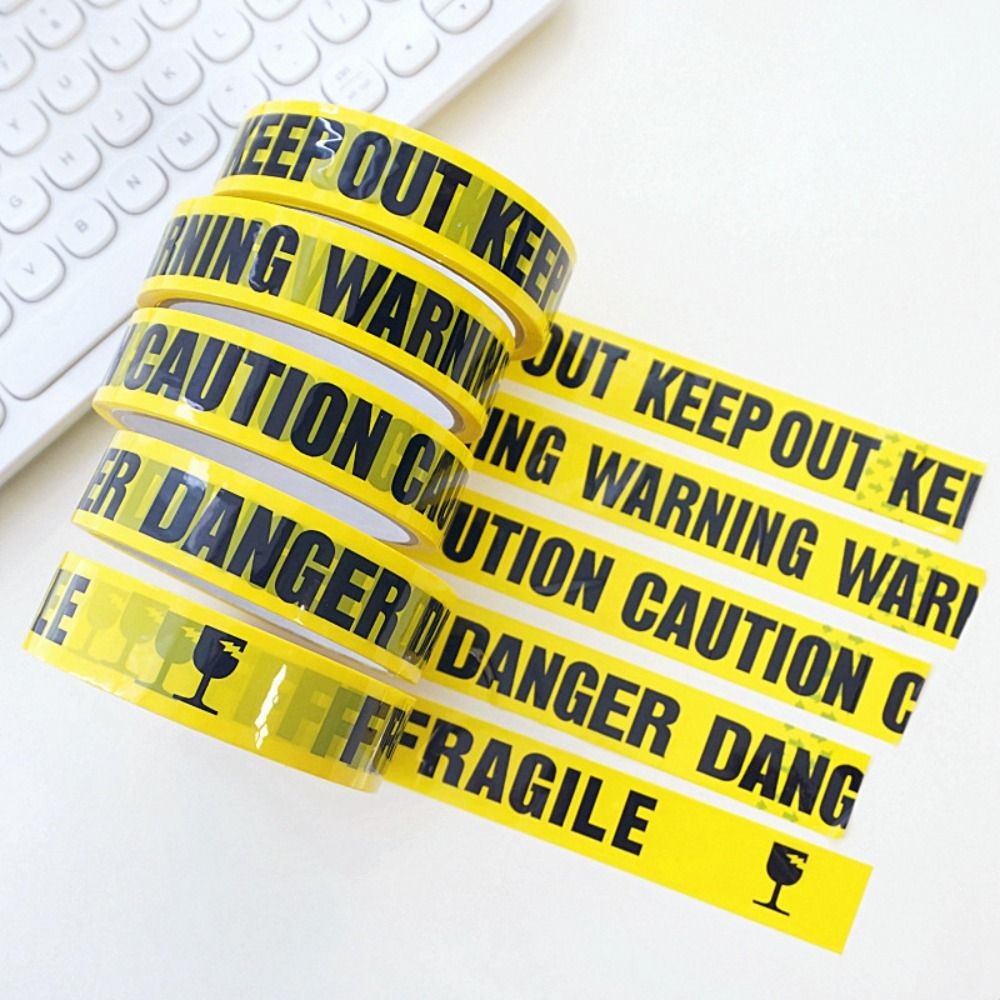 

2.4cm*25m Yellow Warning Tape Black Character FRAGILE Signs Adhesive Tape KEEP OUT Danger