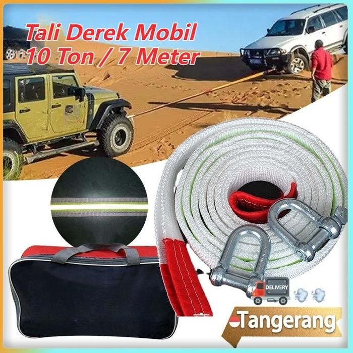 HOT SALE Tali Derek Mobil 10 Ton / 7 Meter - Tali Traksi Darurat untuk Recovery Offroad & Truk,