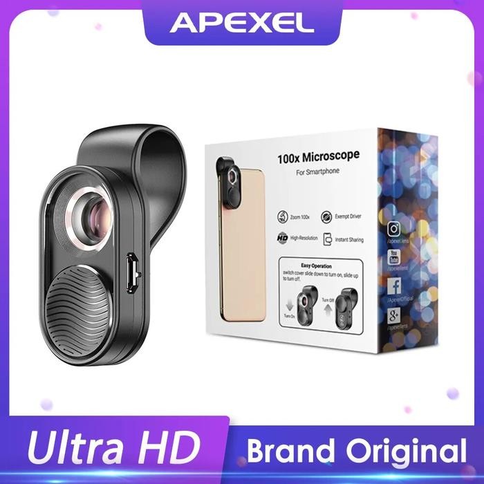 APEXEL100X microscope lens camera phone lens high magnification LED