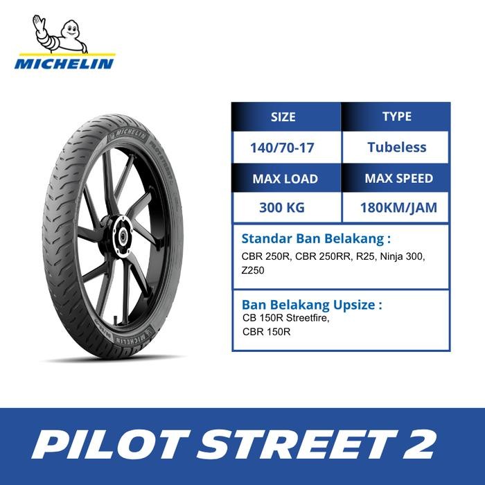 Ban Motor Michelin Pilot Street 2 - Size 140-70-17 Ban Tubeless