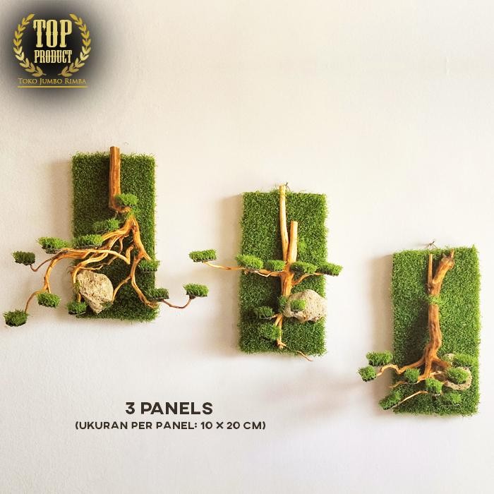 (Isi 3) Bonsai Plastik Gantung Tanaman Artificial Hiasan Dinding Kantor Ruang Tamu Cafe Lobby Kamar