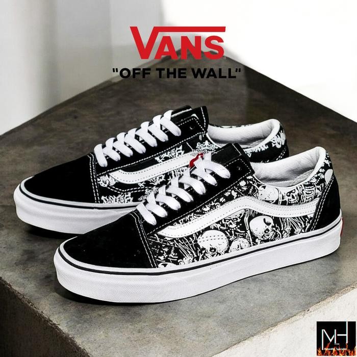 VANS OLDSKOOL FORGOTTEN BONES SKULL BLACK WHITE ORIGINAL 100%