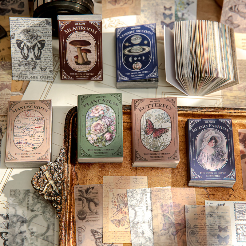 

100pcs/book Dual-material Material Book Retro Memoir Series Mini 50 Pieces Non-repeatable Tear-off