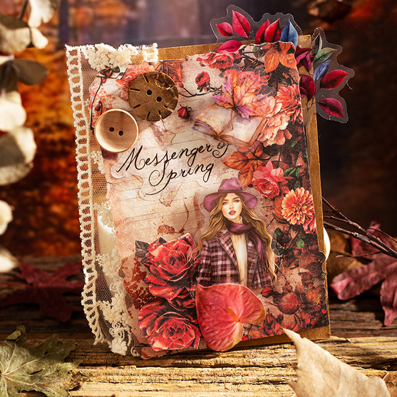 

6Style 30Pcs/bag Autumn Theme Heterosexual Material Paper DIY Scrapbooking Handbook Material Glasses