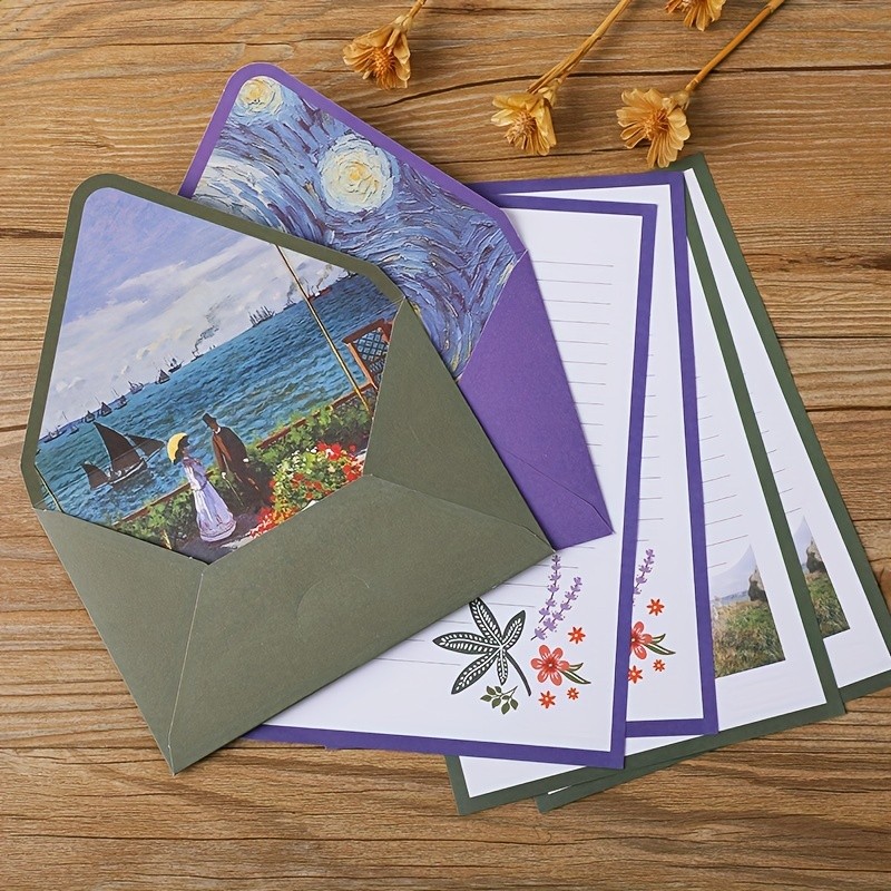 

16pcs Writing Stationary Paper With Decorative Envelopes (6pcs Envelopes+10 Sheets Stationary Paper)