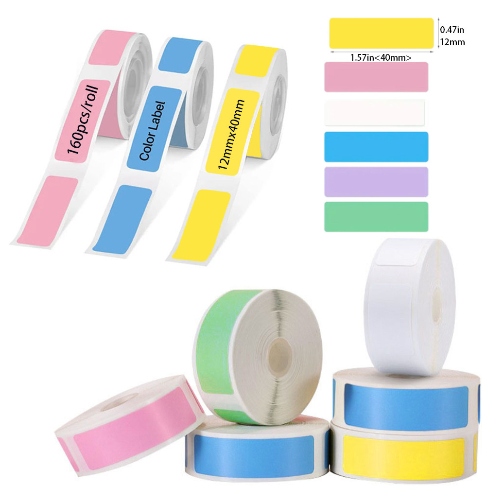 

P15 Label Printer Sticker 12*40mm Label Tape Thermal Printer Paper 160pcs/roll Compatible Phomemo