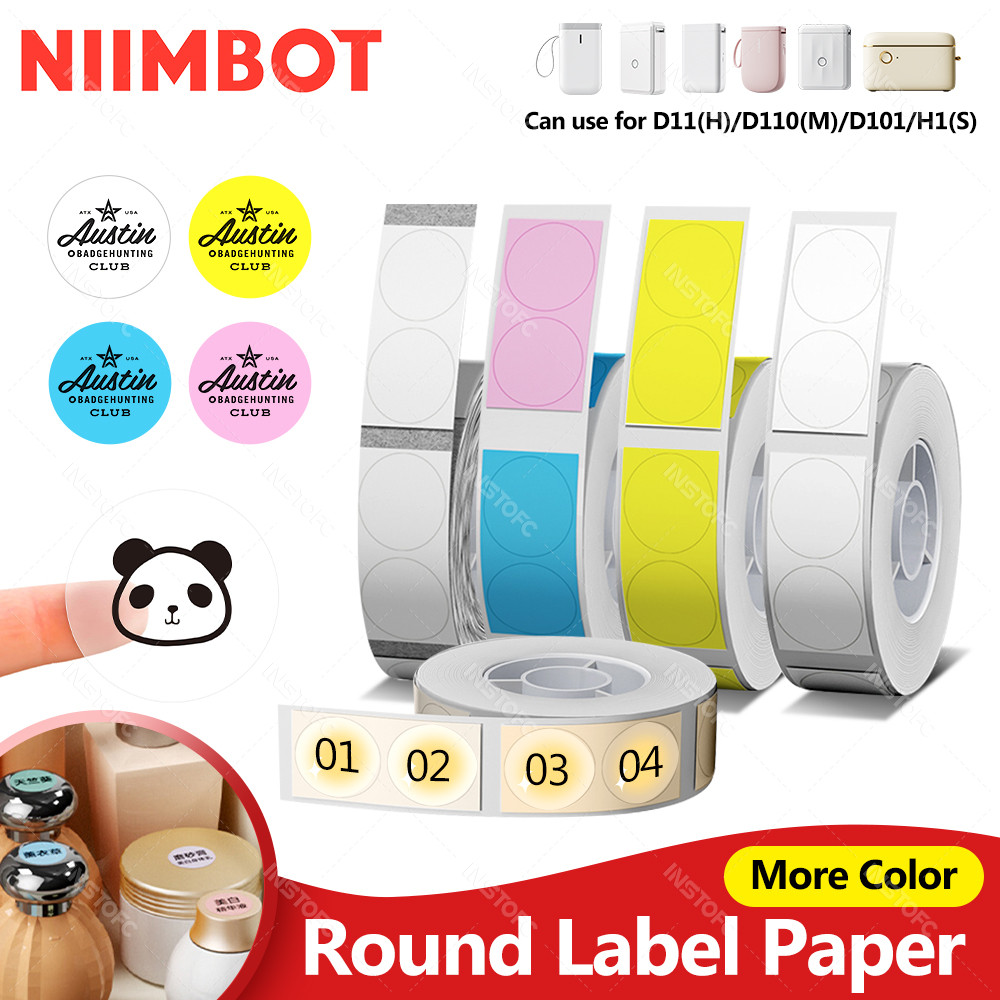 

Round Niimbot D11 D110 D101 Transparent Label Paper Adhesive Name Tag Sticker Books Marking