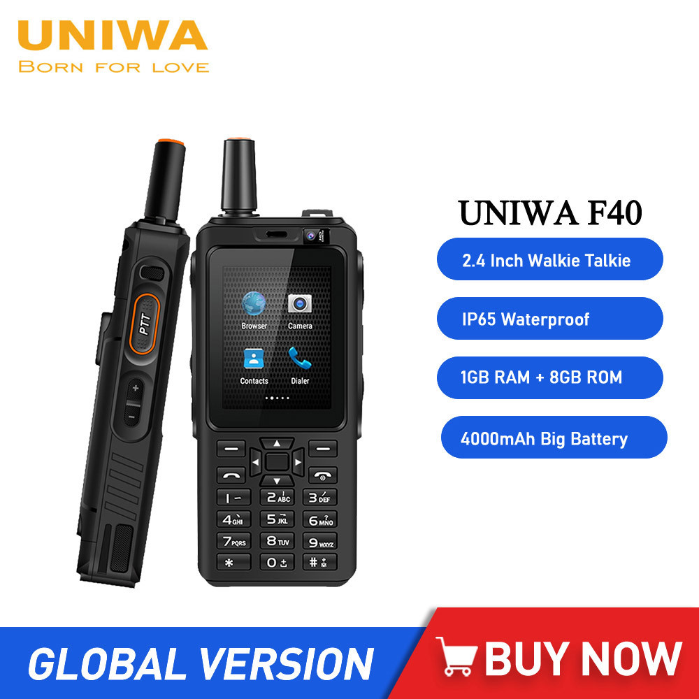 UNIWA F40 IP65 Rugged Waterproof Mobile Phone Walkie Talkie 2.4 Inch 4000mAh Quad Core 1GB+8GB Smart