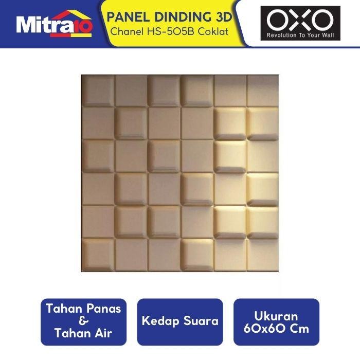 Oxo Panel Dinding Kulit 60x60 Chanel Gold Motif Kotak Kotak 3D HS-505B