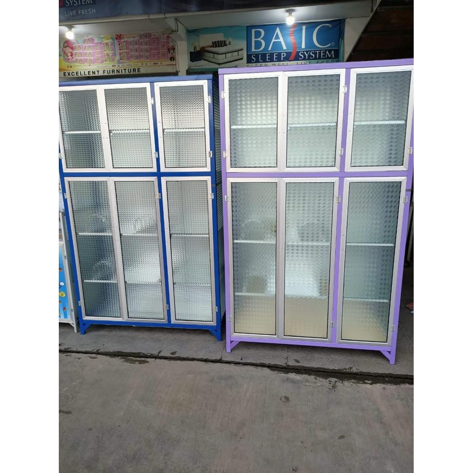 Rak Piring Aluminium 3 Pintu Full Box Warna / Tulip 3 Pintu