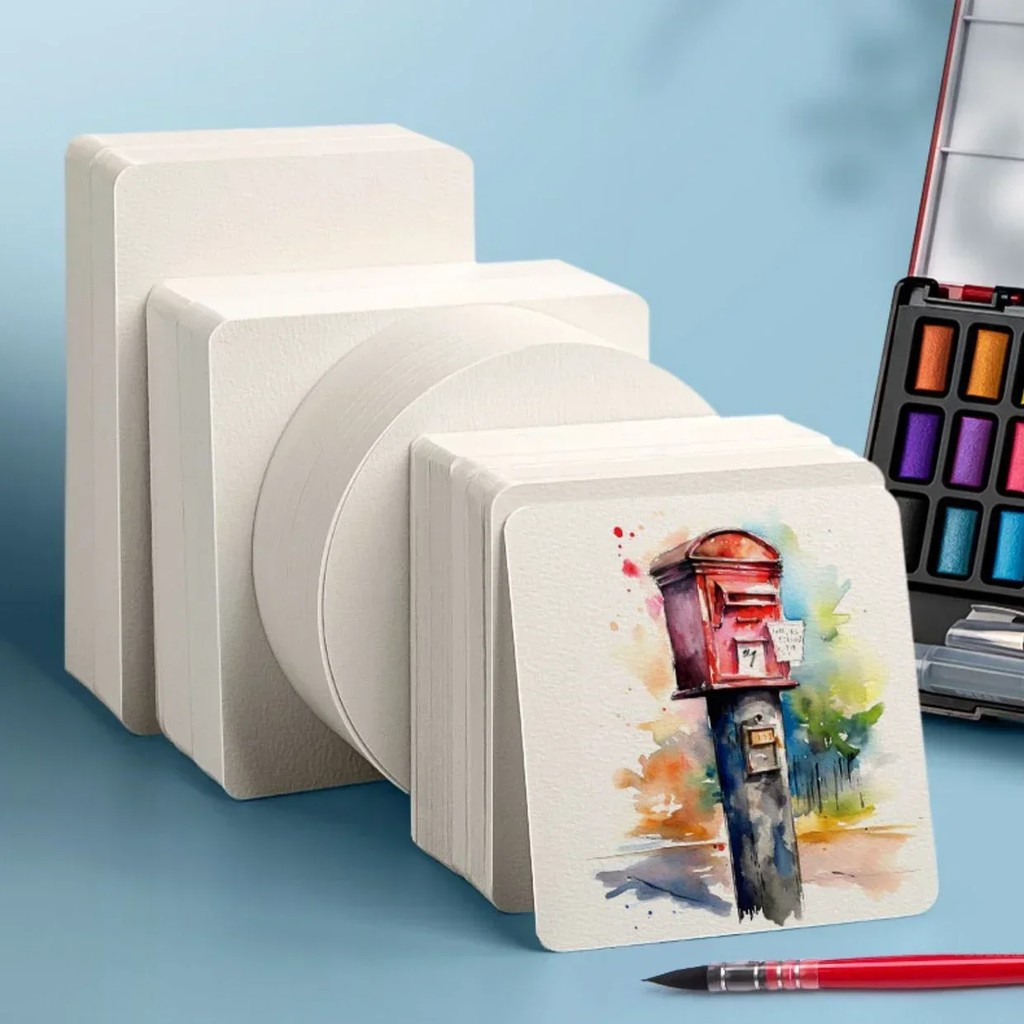 

50/100 Sheets Square/Round Watercolor Paper 300g 25 Sheets Professional Water Color Paper Postcard