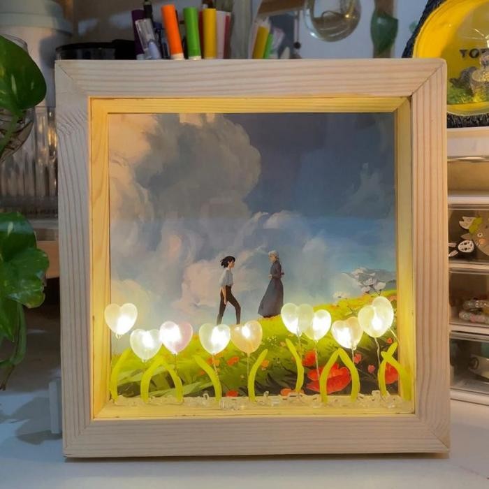 Frame Howls moving castle /Ghibli Frame / Ghibli /Ghibli Collection / Dekorasi dinding /Lampu Hias