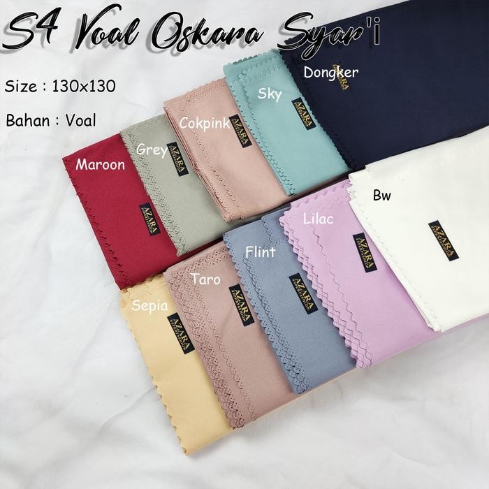 (Allthebest) Kerudung Syari Square Voal Polos Segi Empat Ukuran 130 x 130 Oskara Jilbab Muslim
