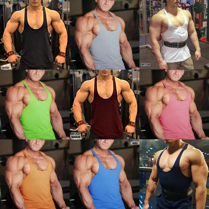 SINGLET GYM PRIA TALI KECIL KATUN STRINGER POLOS OVERSIZE BESAR BINAGARA SIZE TANKTOP OLAHRAGA